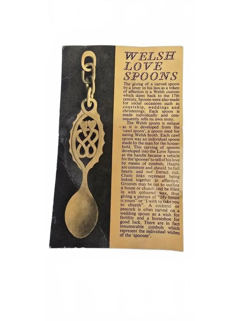 Welsh Love Spoon Carved Wood Decorative Spoon with Postcard